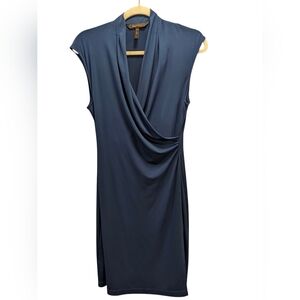 BCBG MaxAzria Deep Teal Faux Wrap Knit Midi Dress Size Small